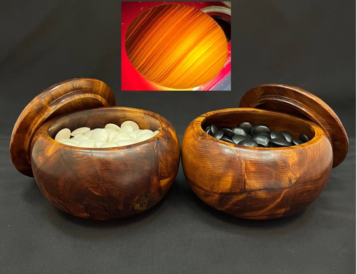 Etenal Glow Ec事業部蛤碁石 日本蛤花印号とｐ黒大碁笥のセット