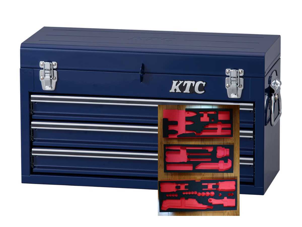 KTC チェスト(3段3引出し) ネイビー 工具箱 W520×D215×H300mm 