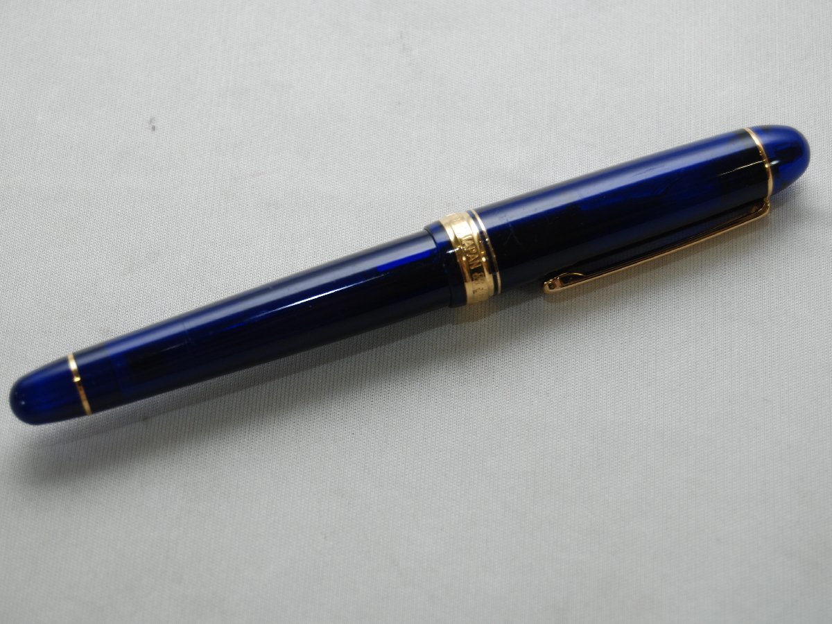 ■USED【J】■ PLATINUMプラチナ■#3770■スケルトン■ブルー ■万年筆■14K■