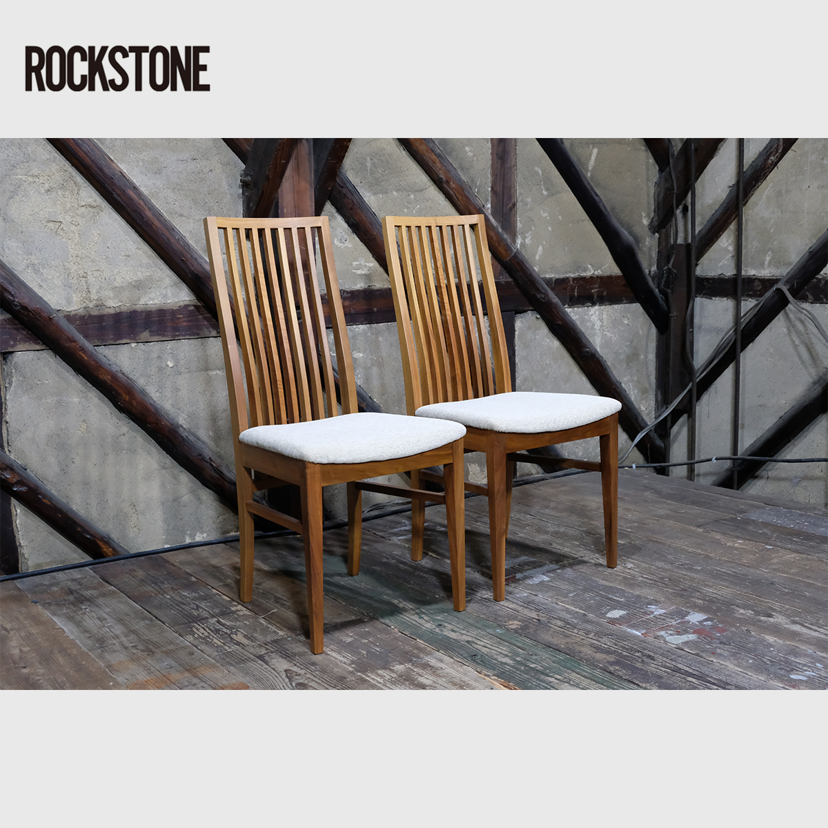 ▽展示美品△ROCKSTONE/ロックストーン/岩倉榮利/GERRARDサイドチェア/2脚