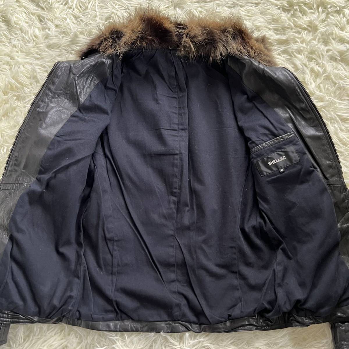 シェラック【男の戦闘服 美品】SHELLAC レザージャケット 48 L位 黒 