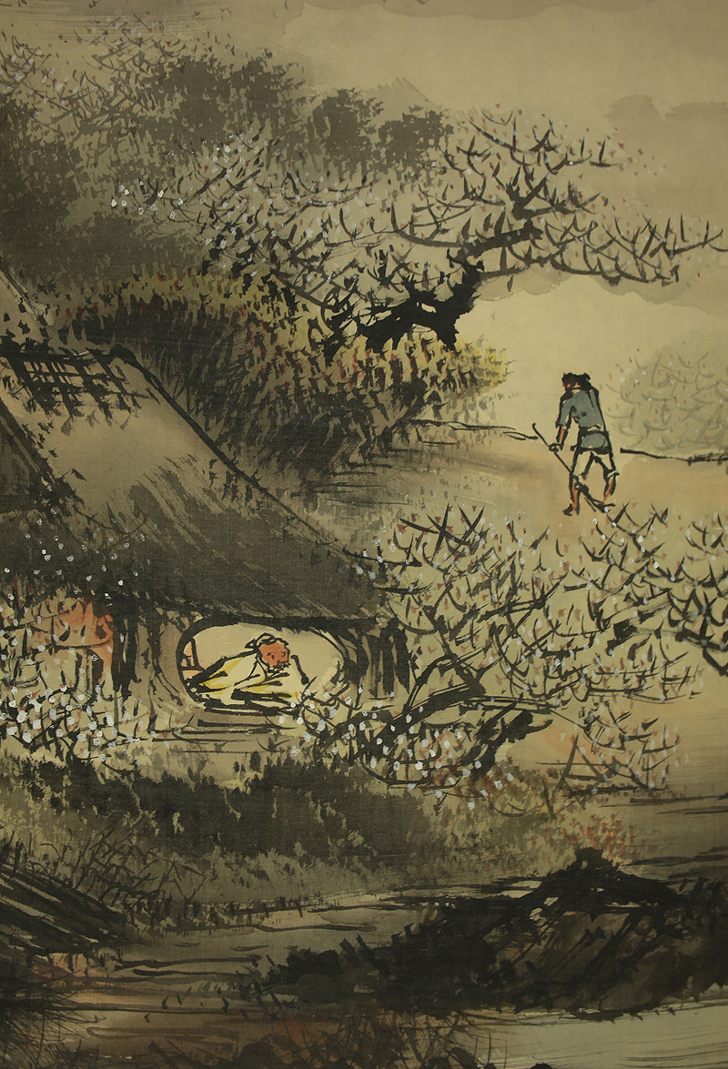 掛軸 山水図 明治～大正期日本画家 鈴木松年 (模写) F262***(山水