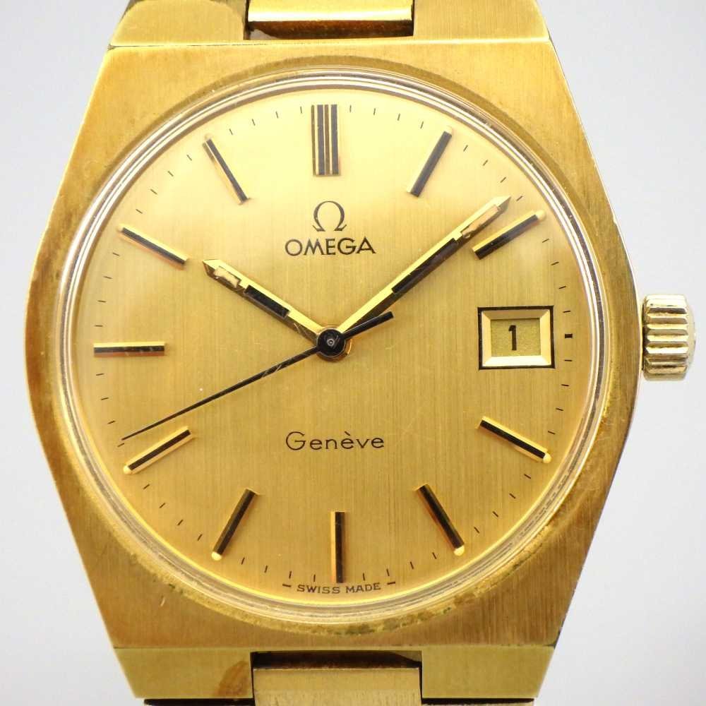 1円～ OMEGA オメガ ジュネーブ GP/AT ゴールド文字盤 腕時計 ゴールド 