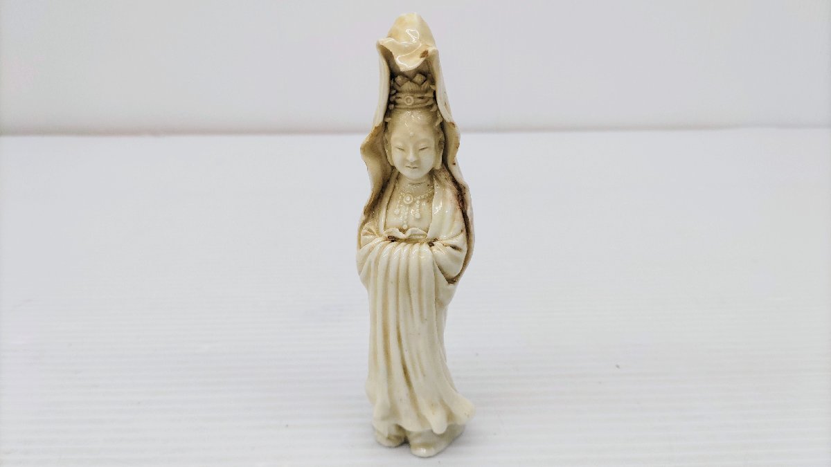 長期保管品 詳細不明 観音菩薩立像 観音像 仏像 陶器 磁器 陶磁器 骨董