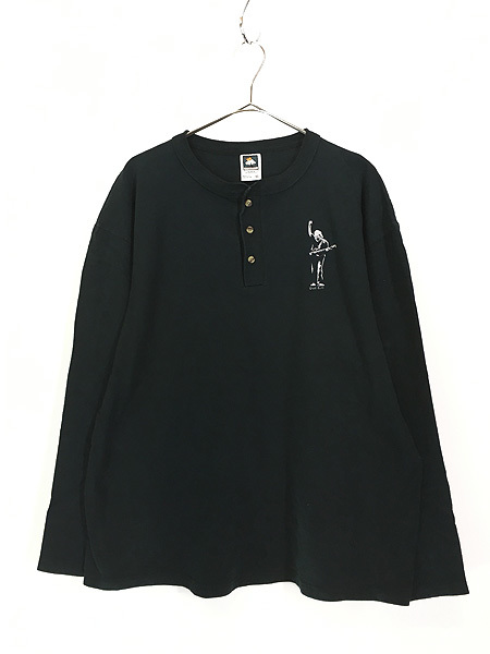 古着 90s USA製 Jerry Garcia サイケデリック ロック 長袖 ヘンリーネック Tシャツ ロンT XL