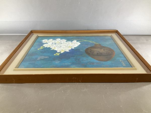 真作保証□日本画□藤谷和春□「熱帯の花」□金落款 ・共シール□日