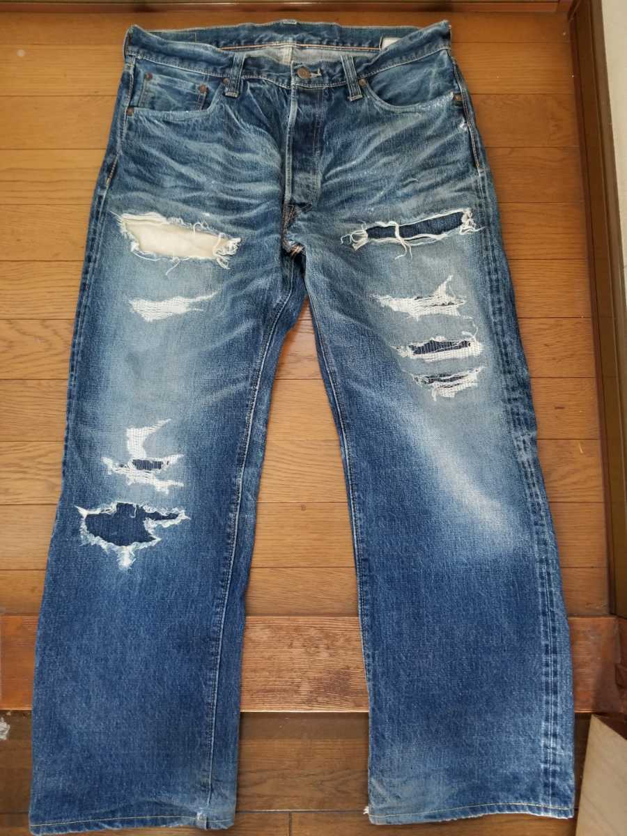 SUGAR CANE シュガーケーン ダメージジーンズ セルビッチ デニム パンツ 赤耳 東洋 エンタープライズ 中古 美品 匿名配送