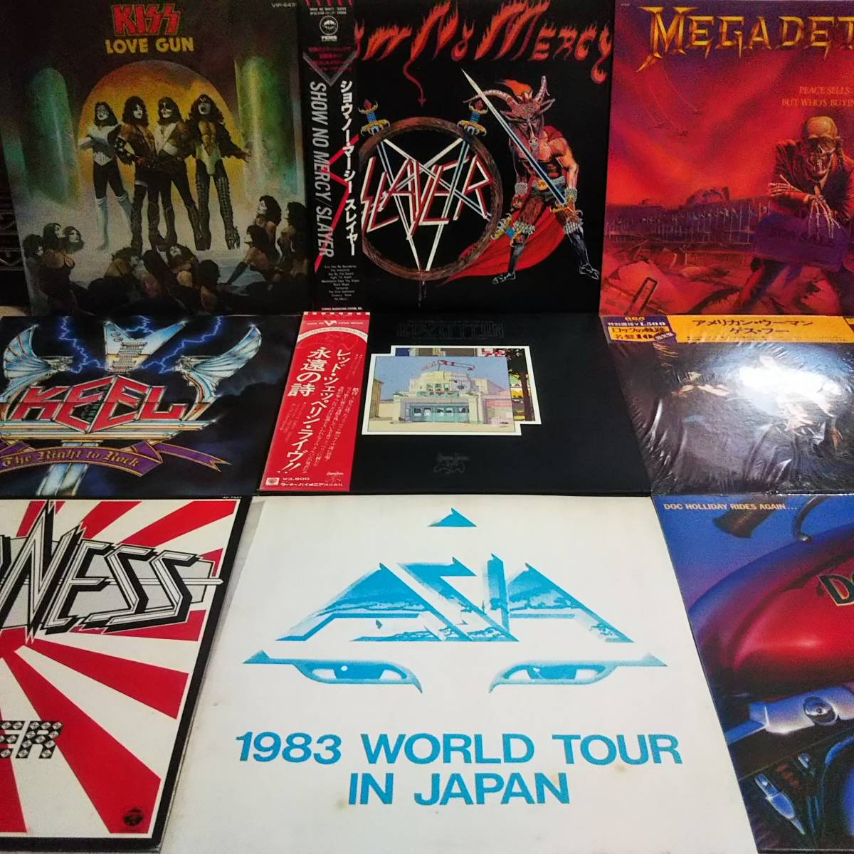 【激安大特価，激安大特価，HOT】 ハードロックなど LPまとめて9枚セット MEGADETH メガデス / スレイヤー SLAYER / ASIA / KISS /ゲス フー / DOC HOLLIDAY/LED ZEPPELIN(一般)｜売買されたオークション情報、yahooの商品情報をアーカイブ公開 - 一般