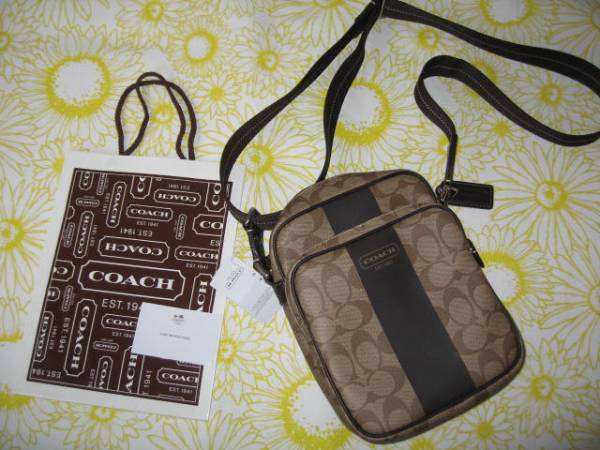 USA24000円新品/コーチ/シグネチャー柄フライト斜めがけバック