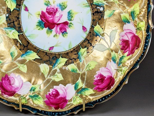 オールドノリタケ 白花盛り上げボウル メープルリーフ裏印 1891〜1915