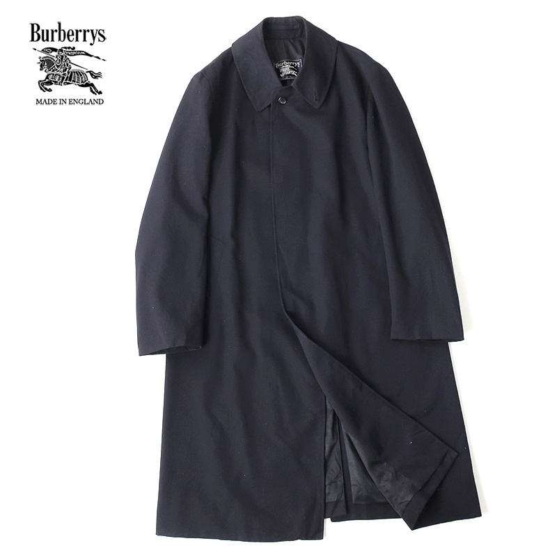 70s英国製 Burberrys バーバリー ウールブレンド 比翼コート ネイビー
