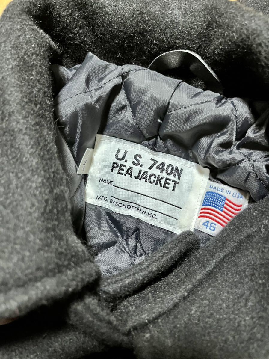 Schott アメリカ製 USA製 ピーコート 米国製 絶滅品のショット メルトンウール Pコート ブラック 黒 46 アンカーボタン ヴィンテージ