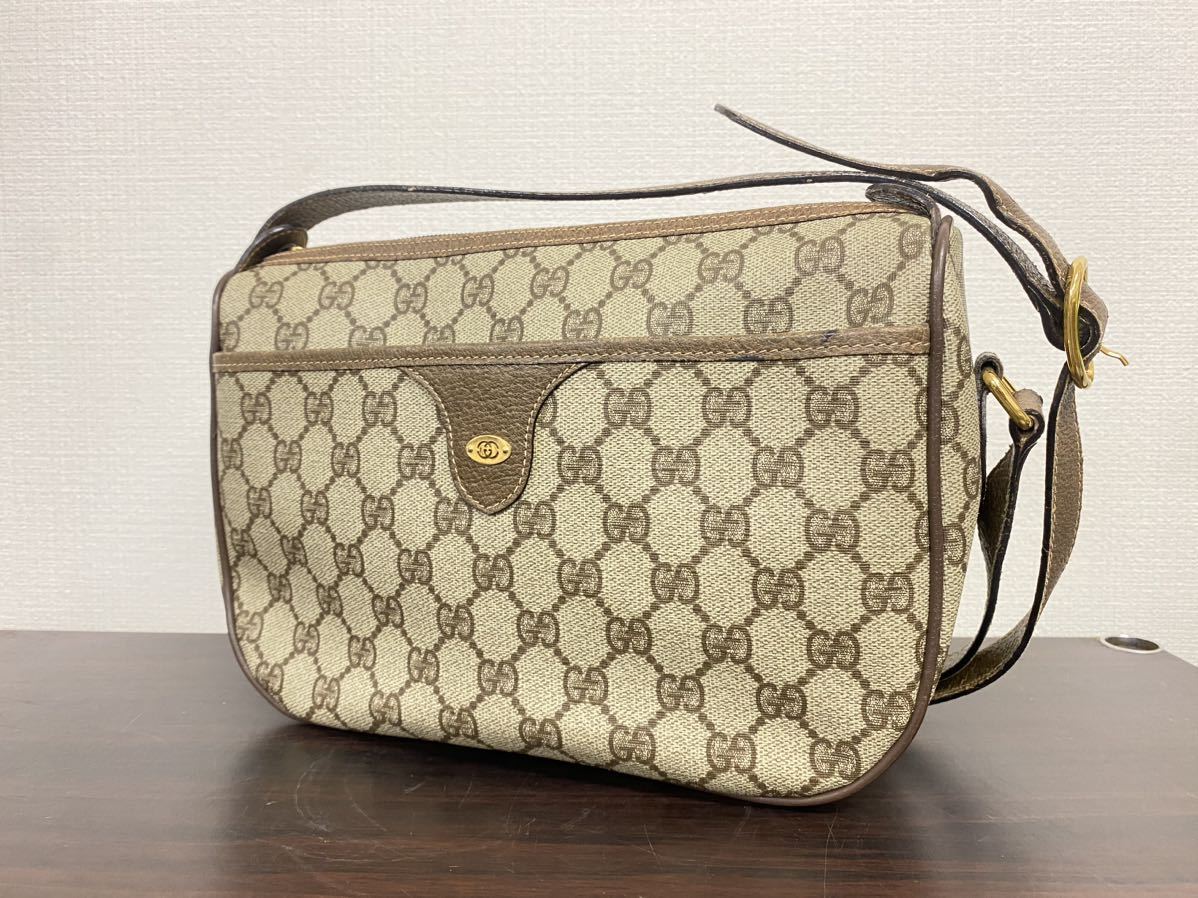 GUCCI ヴィンテージ オールド グッチ GG ショルダーバッグ オールドグッチ ショルダーバッグ GG柄 PVCxレザー ヴィンテージ