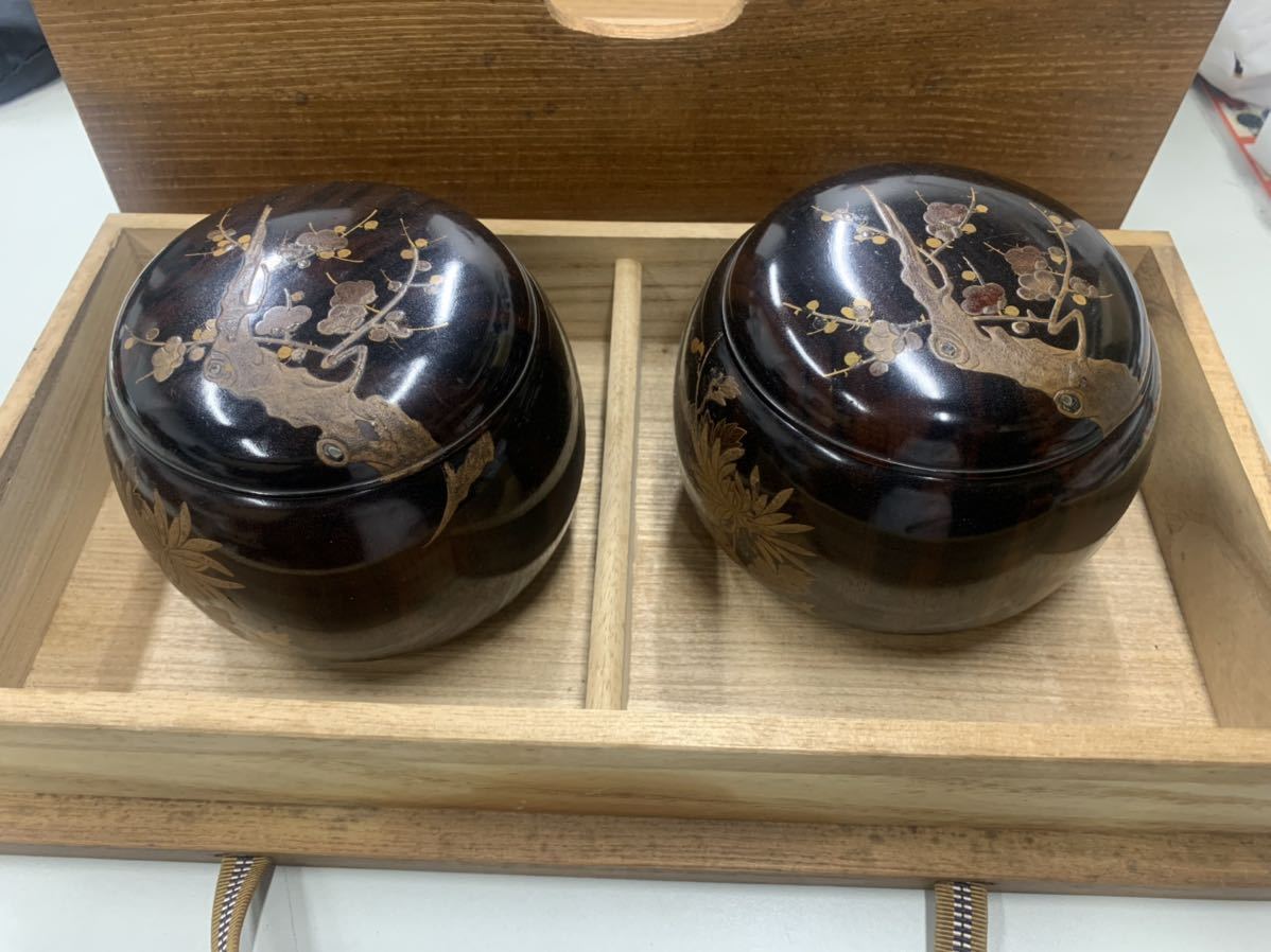 初だし】蛤碁石 碁笥セット/黒石×181/白石×180/はまぐり碁石/木箱付き