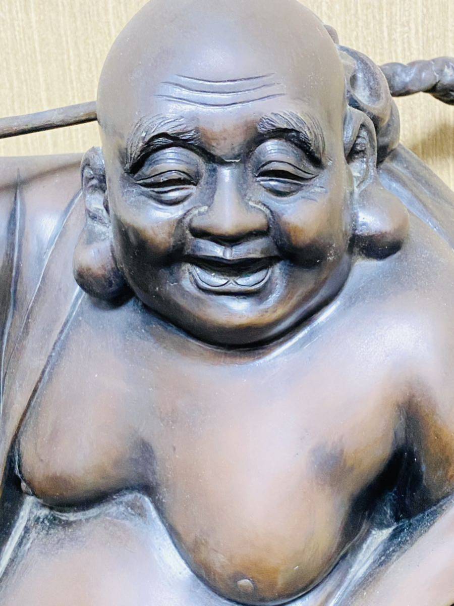 高岡銅器 布袋様 銅製 高さ51cm 秀峰作 唐銅 特大 置物 銅像(銅製