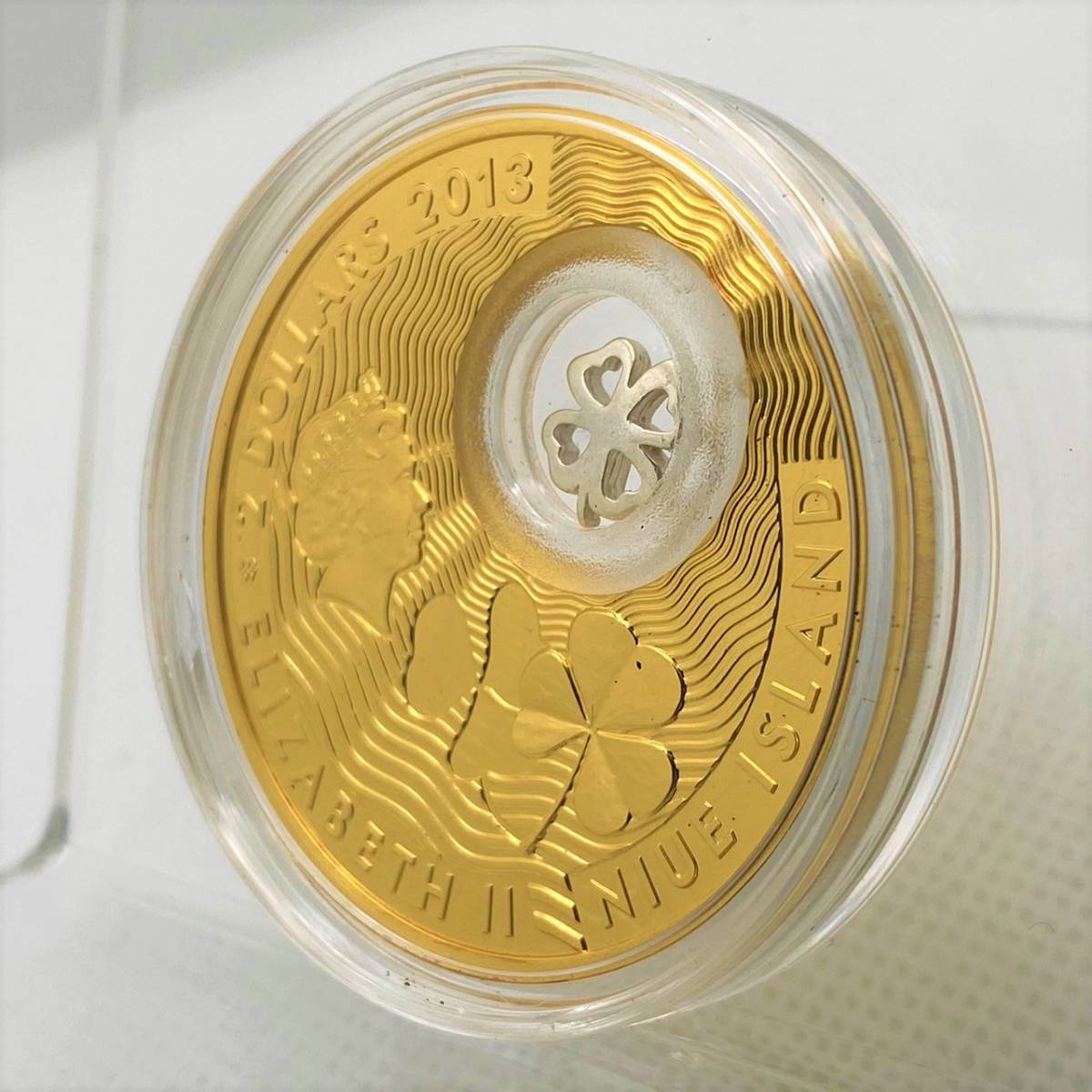 四つ葉のクローバー⁄最高鑑定2013 銀貨 2ドル ギルト グッド ニウエ
