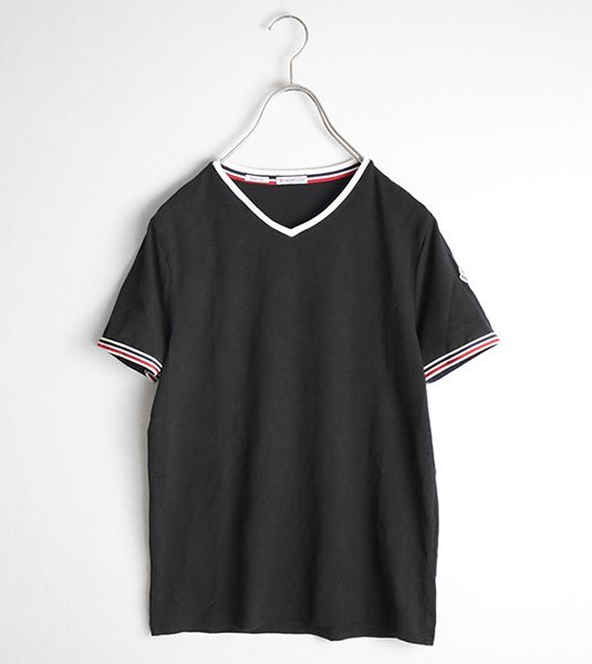 ☆美品 MONCLER ◇ Vネック Tシャツ 黒 Mサイズ *MAGLIA SCOLLO AV 
