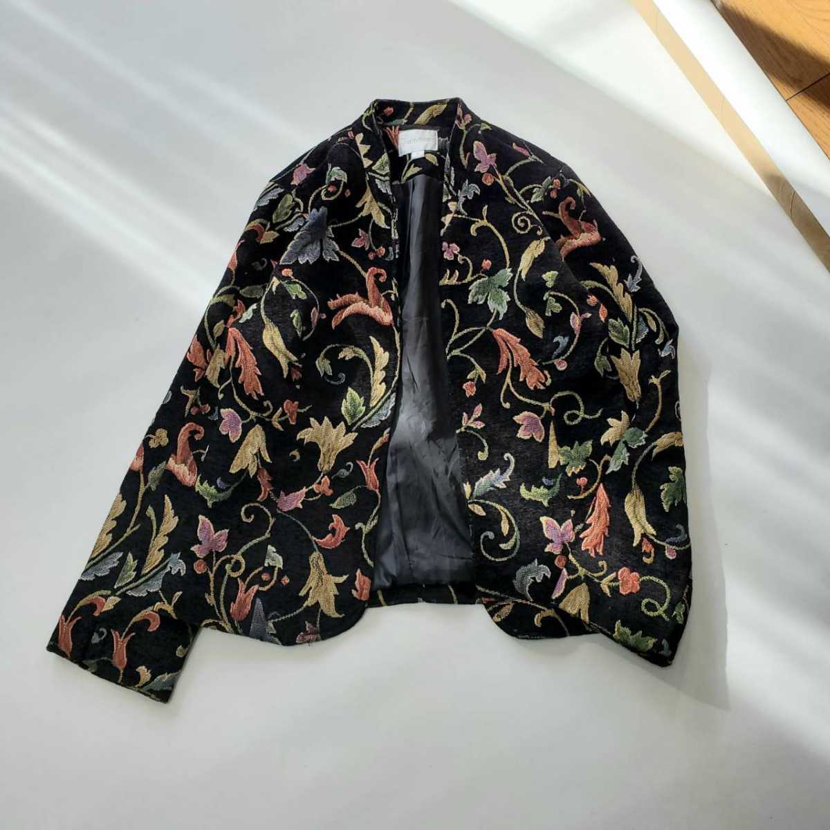 erin london 花柄 刺繍 ジャケットブラック ヴィンテージ(Mサイズ  