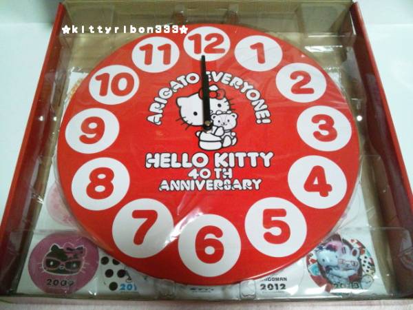 キティ☆40周年☆豪華☆《置き掛け時計☆歴代柄40枚付》レア