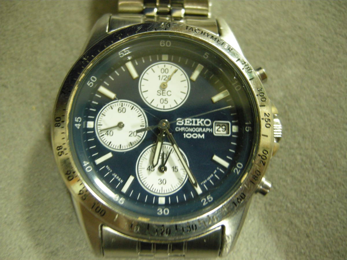 中古品】セイコー腕時計 メンズ クロノグラフ クォーツ 7T92-0DW0 