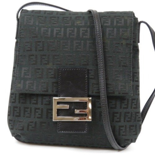 59461★1円スタート★FENDI フェンディ 中極美品 斜め掛け ズッキーノ柄 ショルダーバッグ 黒 レディース