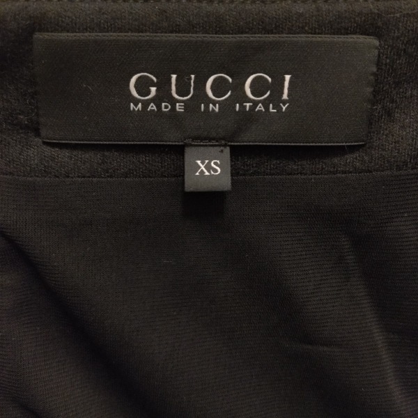 グッチ GUCCI サイズXS - 黒×クリア レディース Vネック/半袖/ロング
