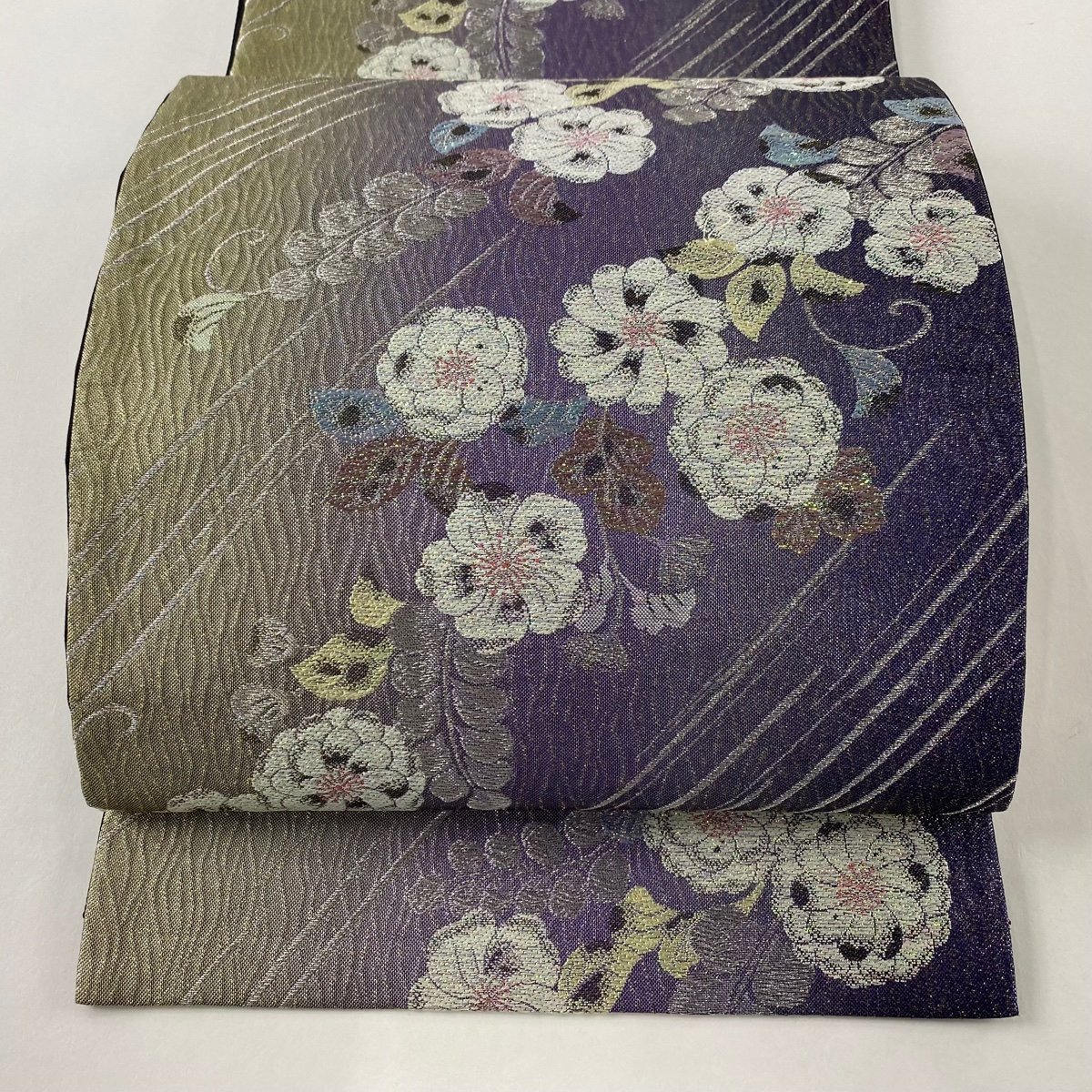 花美人□六通柄袋帯 唐織 吉祥花文 金銀糸 逸品 ic4165