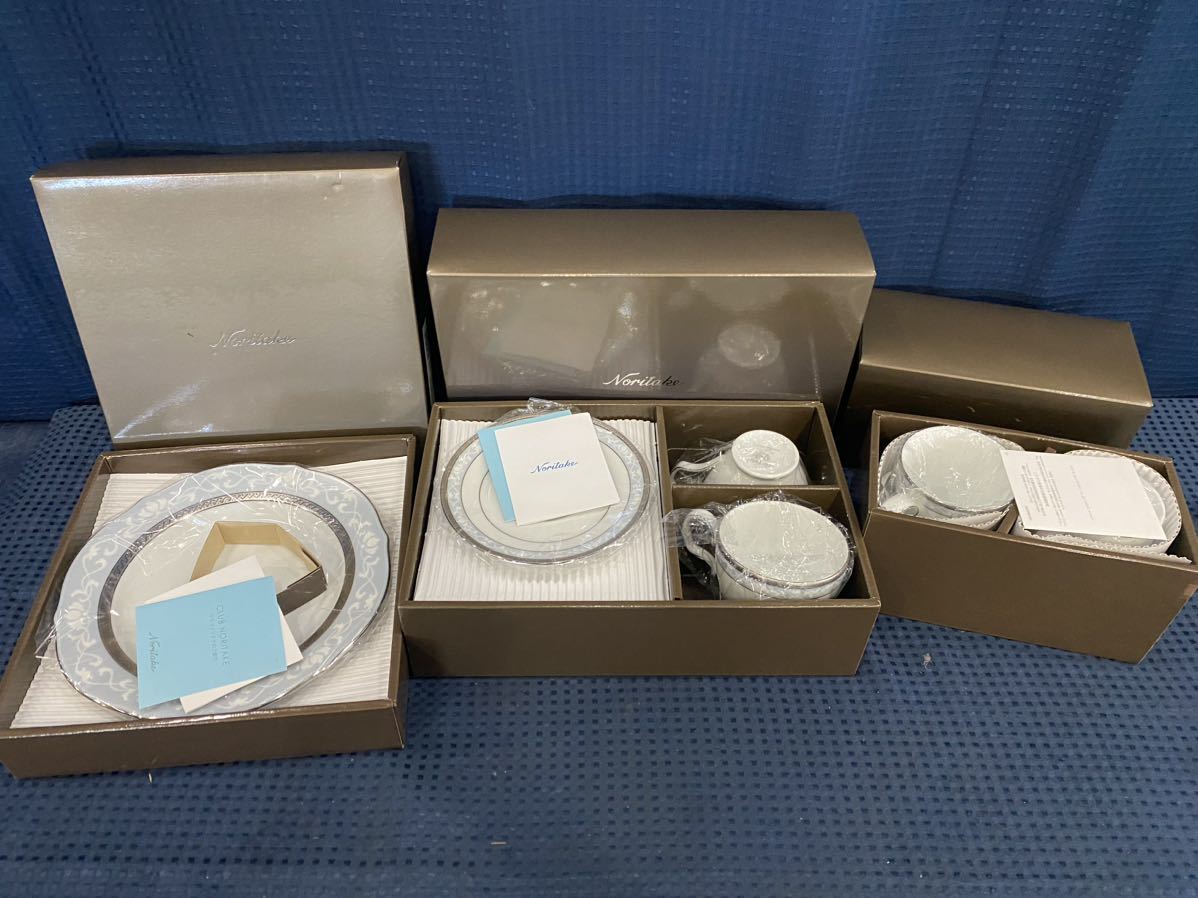 定番，限定SALE 3箱セット Noritake ノリタケ HAMPSHIRE PLATINUM ハンプシャープラチナ マグペアセット 23cmアクセント皿ペアセット ティーコーヒー ご(ノリタケ)｜売買されたオークション情報、yahooの商品情報をア ノリタケ
