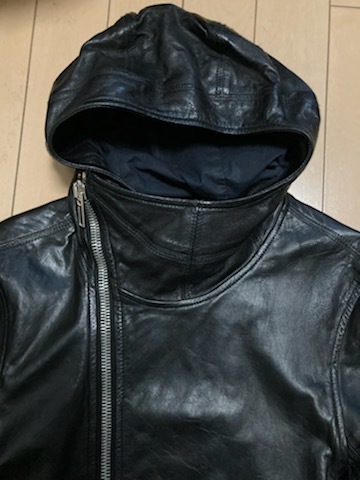 リックオウエンス Rick Owens RICK OWENS超人気フードレザーライダース  
