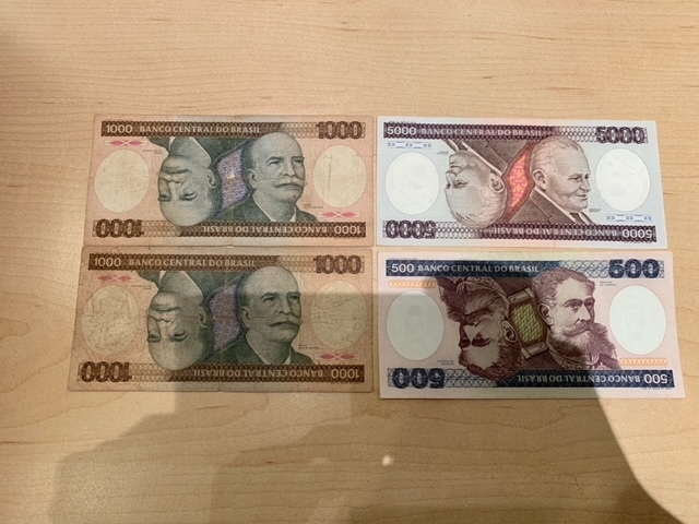 旧紙幣ブラジル5000クルゼーロ
