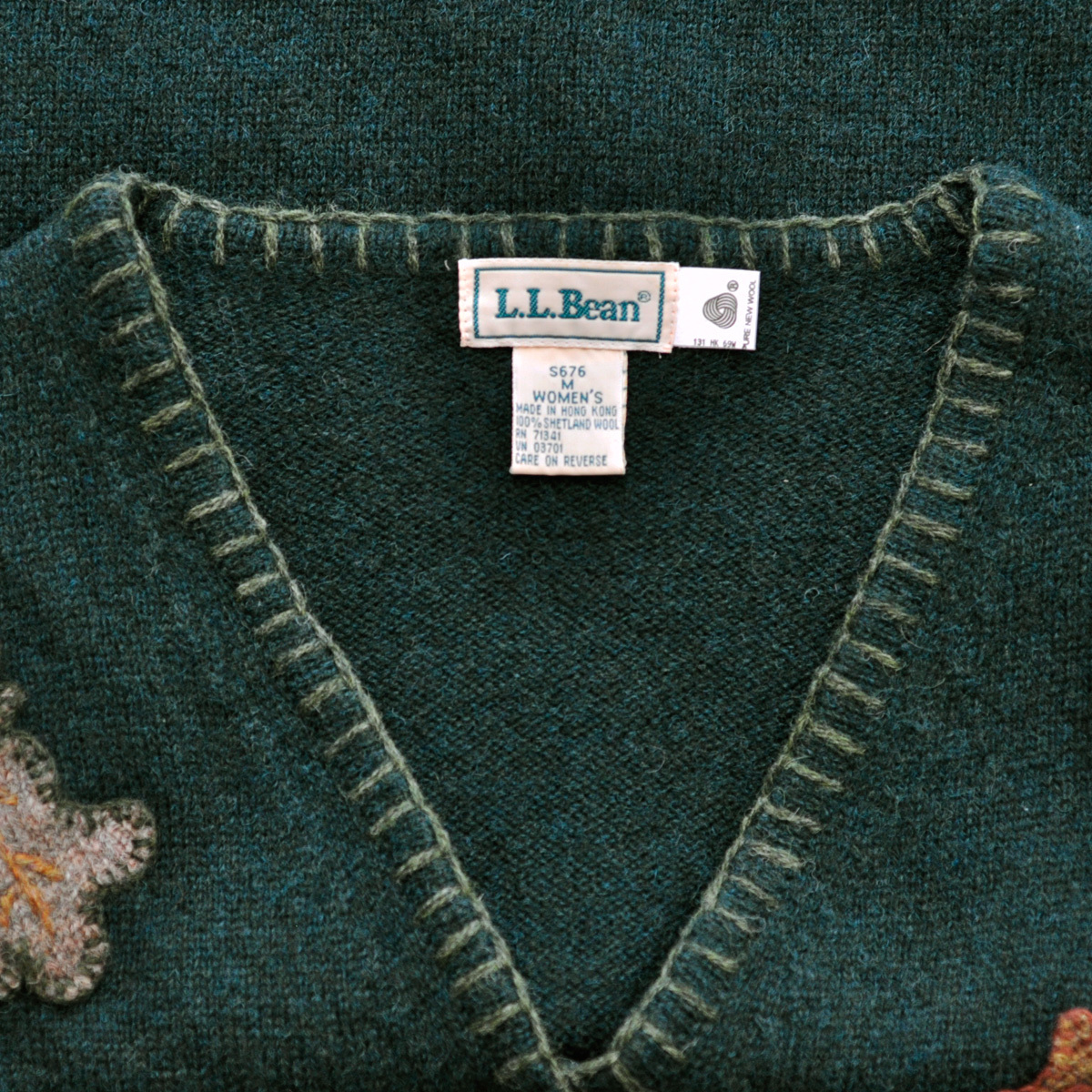 希少 70s L.L.Bean 刺繍 アップリケ ニット カーディガン ブランケット