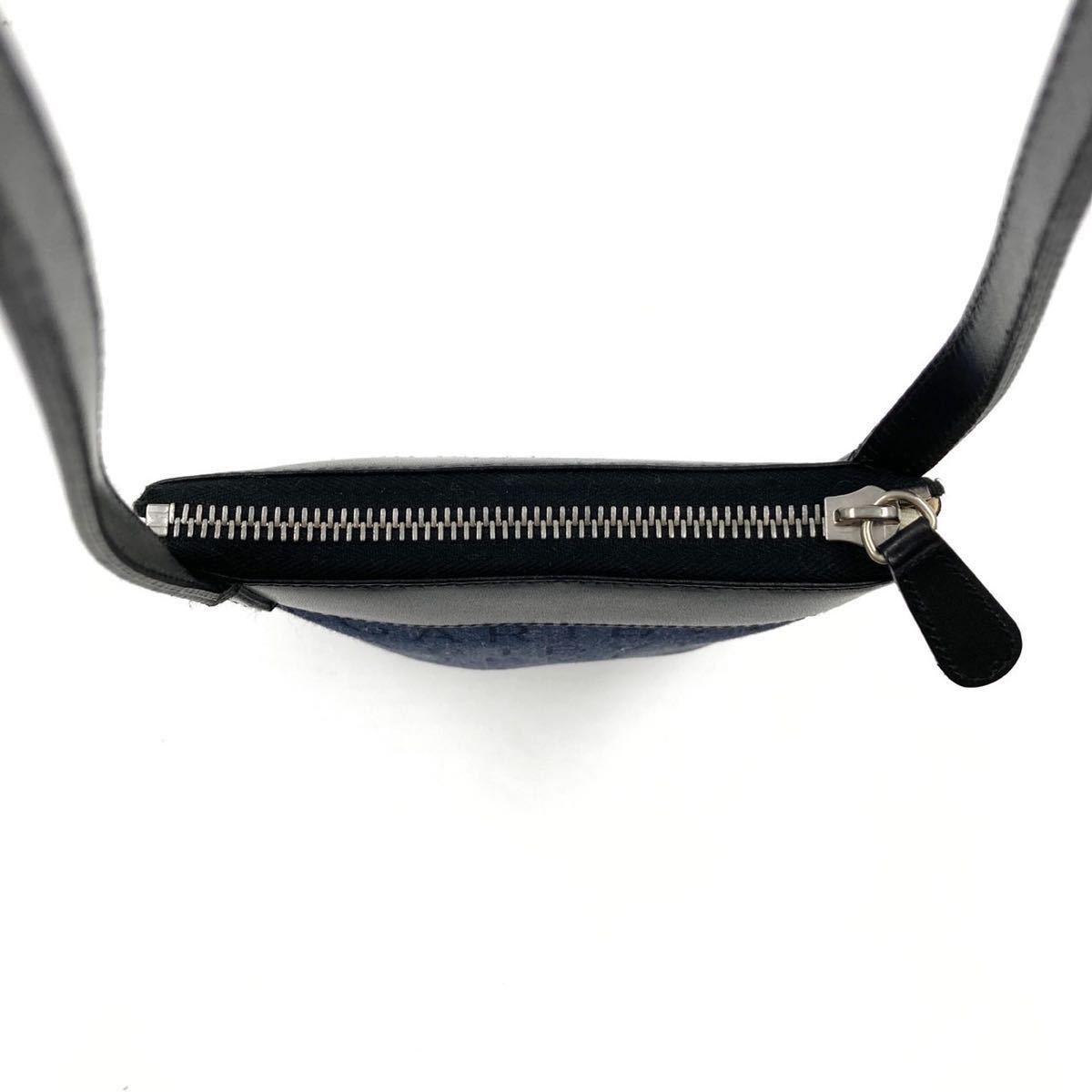 1円 【使用わずか・極美品】BVLGARI ブルガリ ショルダーバッグ サコッシュ ポシェット ロゴマニア 総柄 デニム メンズ レディース
