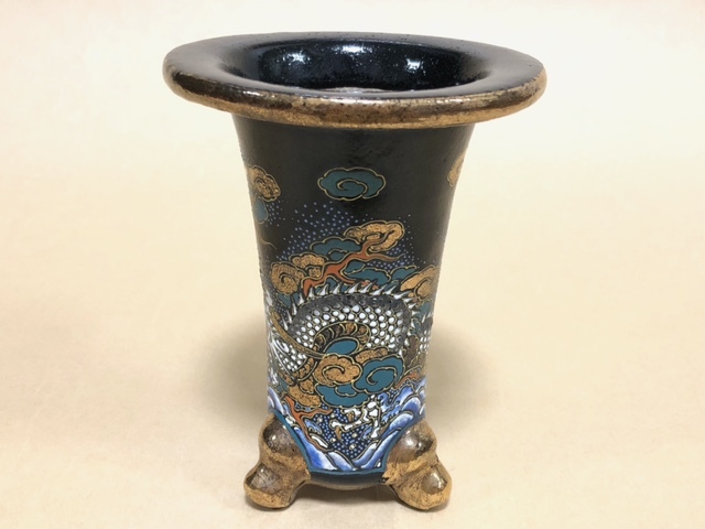 京楽焼 楽焼錦鉢・蘭鉢◇興楽園製造 龍図 3．5号◇春蘭・寒蘭・山
