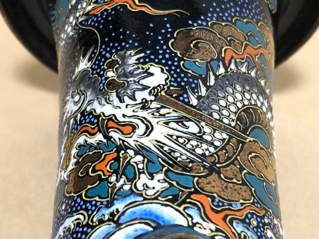京楽焼 楽焼錦鉢・蘭鉢◇興楽園製造 龍図 3．5号◇春蘭・寒蘭・山