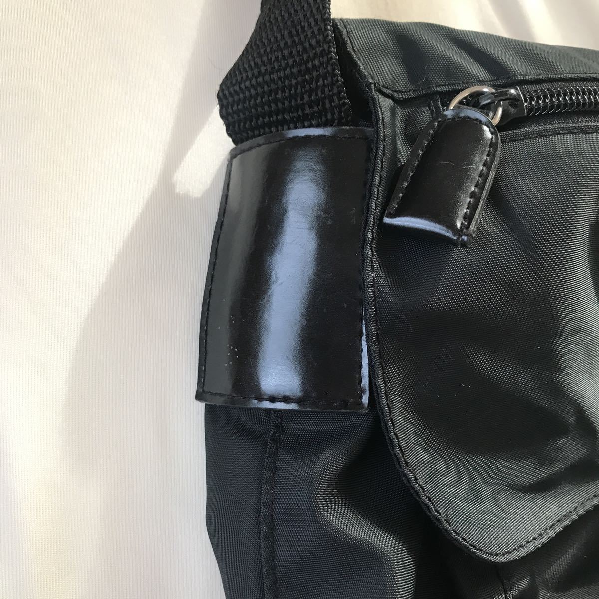 PRADA プラダ ナイロン レザー ショルダーバッグ ブラック 黒 難あり 