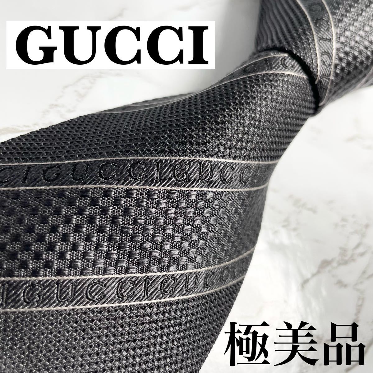 極美品 現行タグ レア GUCCI ネクタイ シルク100% ストライプ柄 レジ