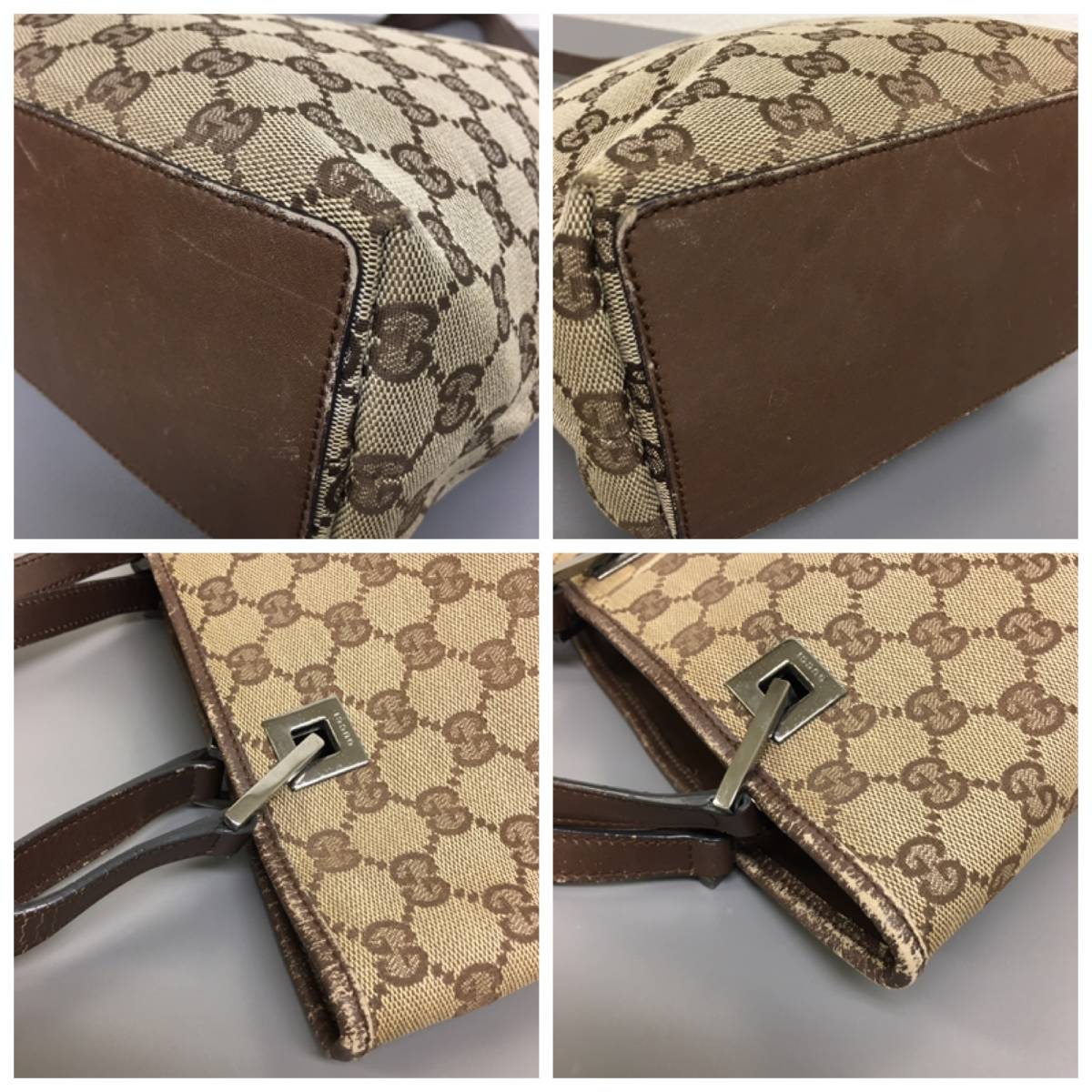 GUCCI グッチ GG柄 トートバッグ ブラウン GUCCI トートバッグ GG柄 ■美品■ GGキャンバス×レザー A4収納