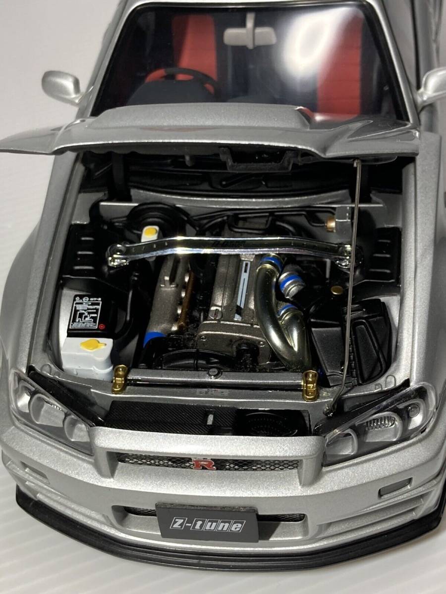 スカイライン 1&frasl;18 オートアート R34 GT-R ミニカー 箱無し ニッサン 美品 箱無 AUTOart ジャンク 1円〜 1円～ カルソニック XANAVI