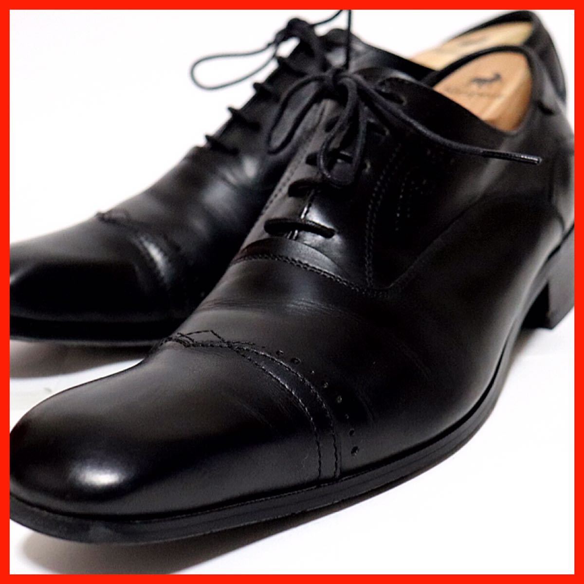 [良品] KATHARINE HAMNETT 25.5㎝　ビジネスシューズ ストレートチップ ブラック　高級靴　本革　フォーマル　紳士靴　ドレス　送料無料！