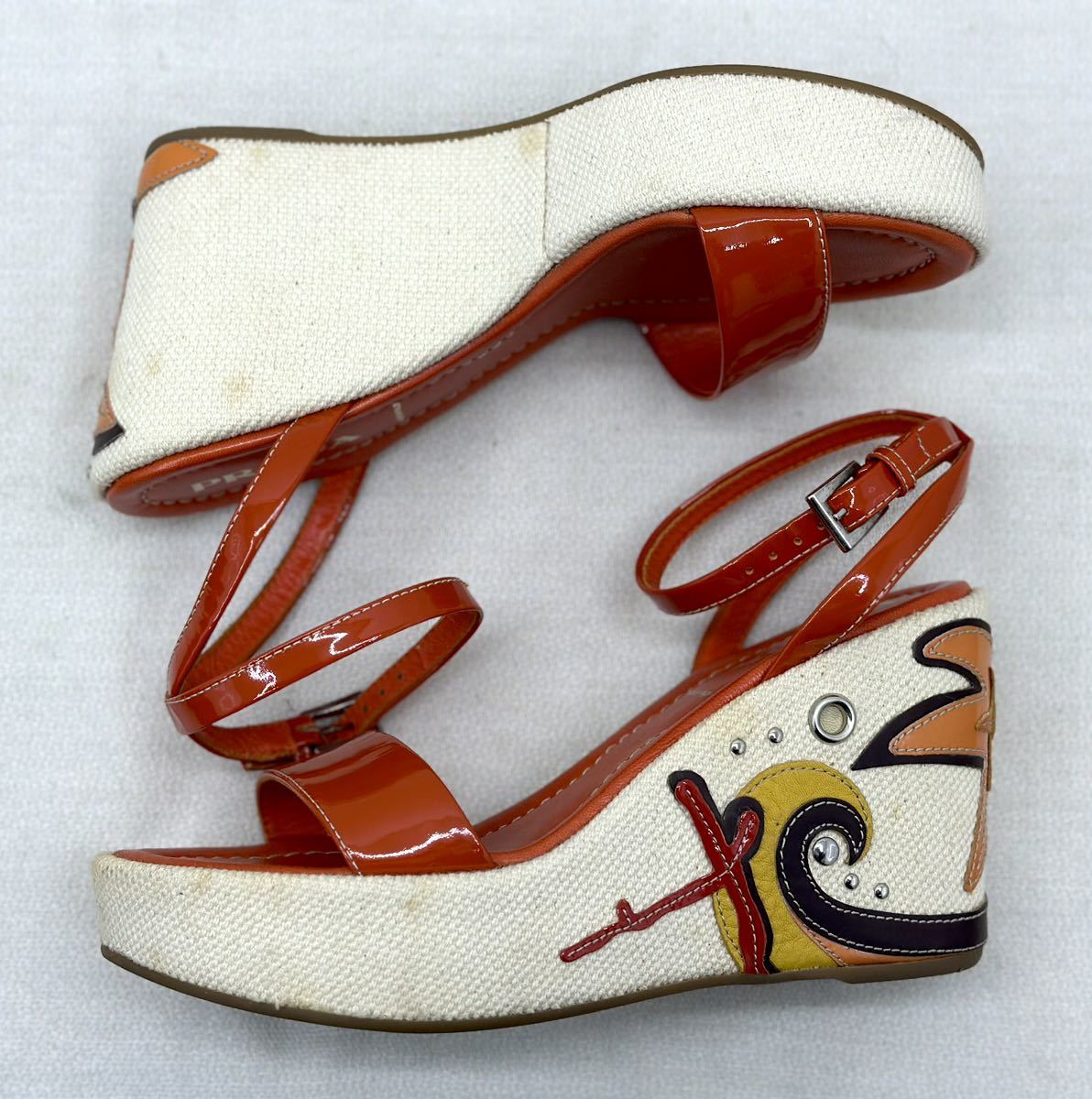 PRADA サンダル　36(22.5〜23cm) PRADA プラダ レディース サンダル 36 23cm ウェッジソール サンダル