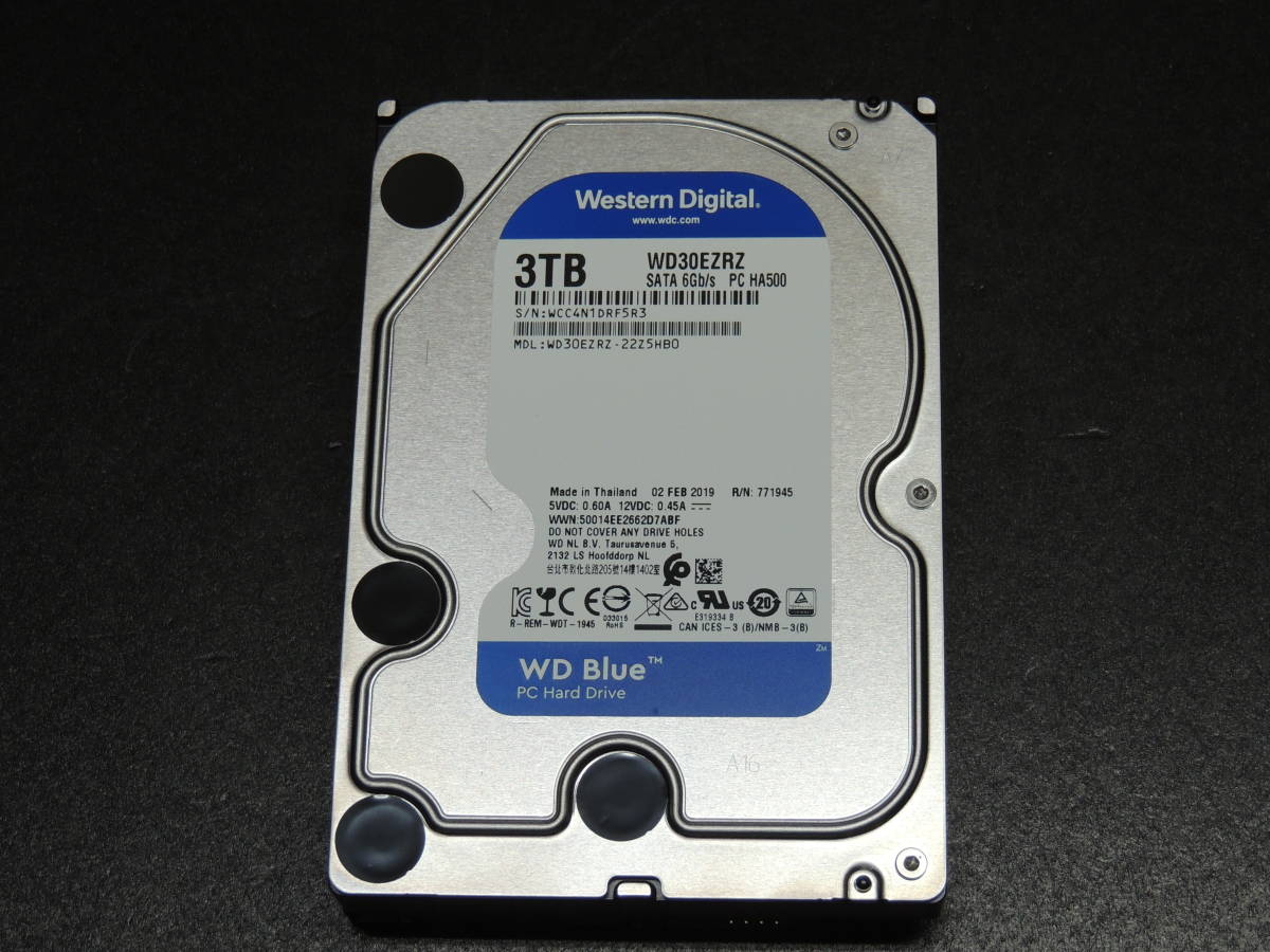 【検品済み/使用41時間】WD 3TB HDD 3.5インチ WD30EZRZ 管理:j-01