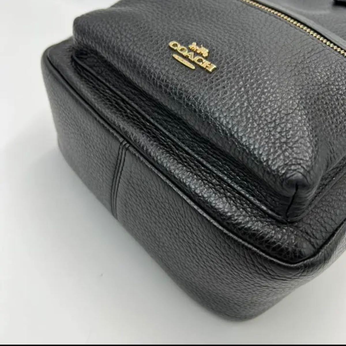 コーチ COACH 1円 F38263 ■美品■ COACH（リュック⁄バックパック）の 1円【美品】COACH コーチ リュックサック ミニ バックパック レザー シボ革 ブラック 黒 ゴールド金具 背負い掛け 28995 メンズ レディース