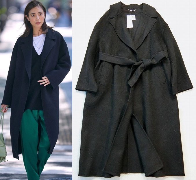 □23区サイズ38【otonaMUSE掲載】MANTECOリバーロングコート黒大きい