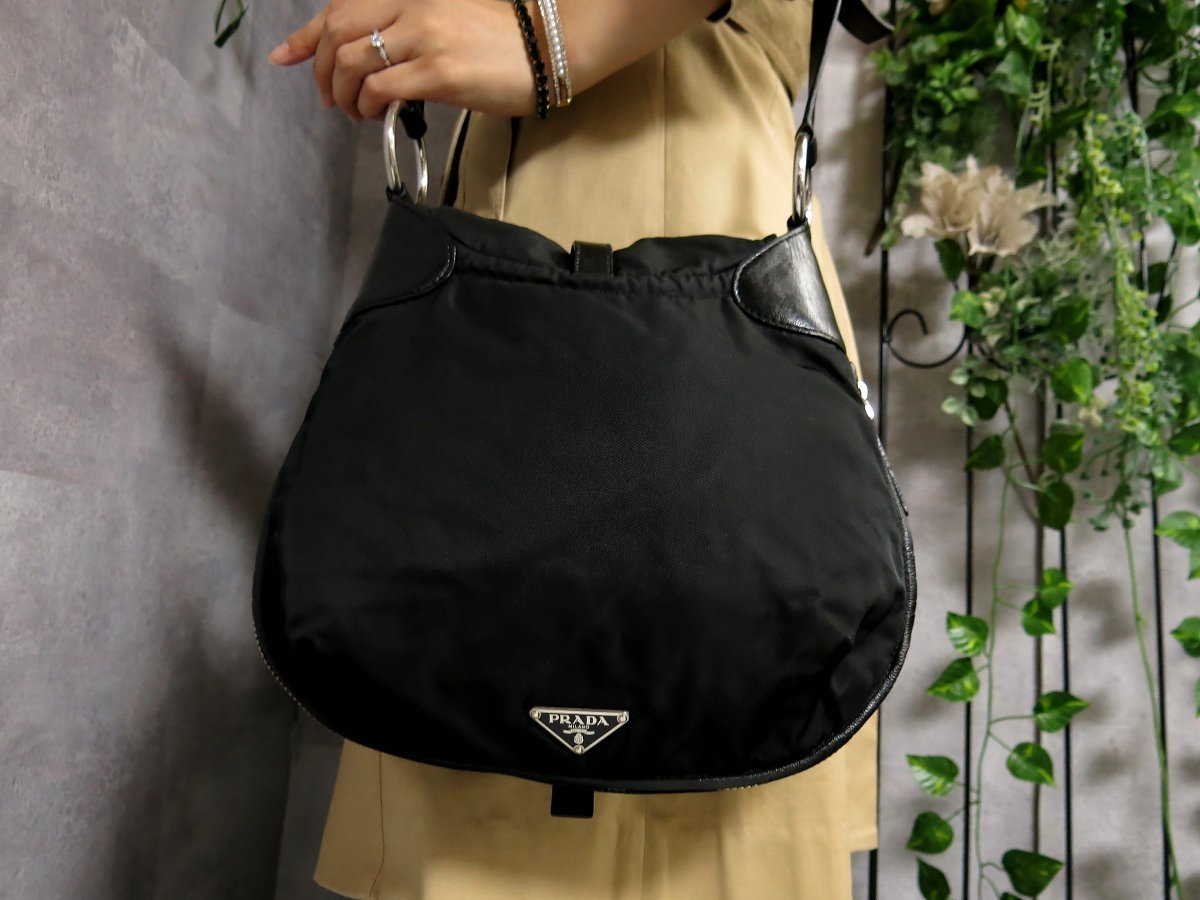 ○超美品○PRADA ナイロン プラダ ラム プラダ○ポコノ レザー 