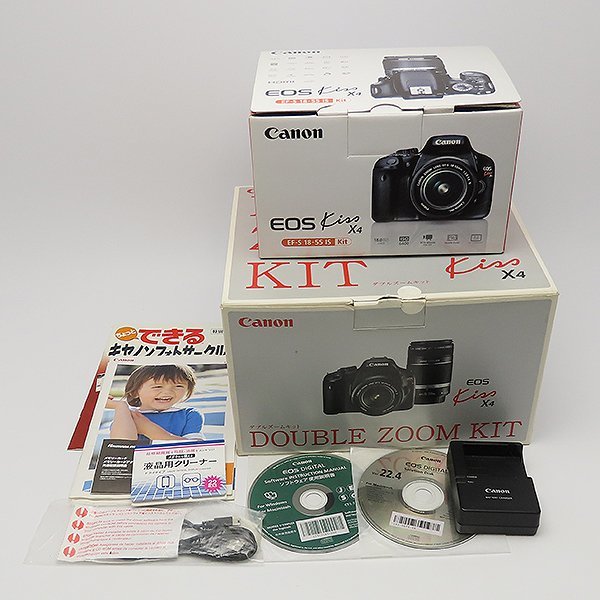 1円スタート！ キヤノン EOS Kiss X4 ダブルズームキット レンズ 18