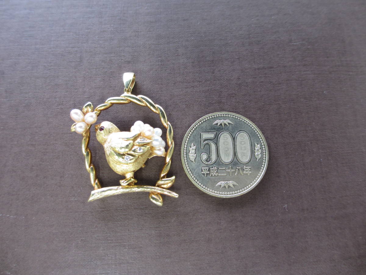 田崎真珠/TASAKI/K18 18金 750/パール13珠 ダイヤモンド3石付き（0.03 