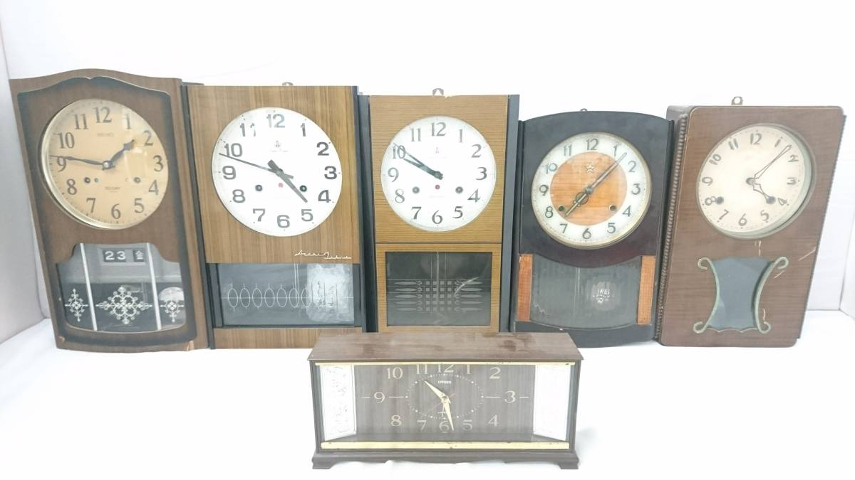 ジャンク品】アンティーク SEIKO セイコー 1ヶ月巻掛時計 4PCほか 6点  