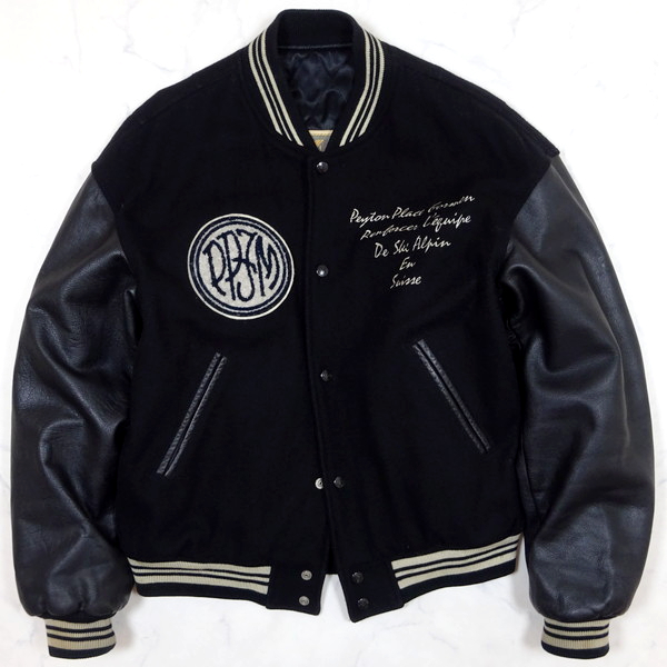 PEYTON PLACE FOR MEN ペイトンプレイス 袖革スタジャン 黒 size M 