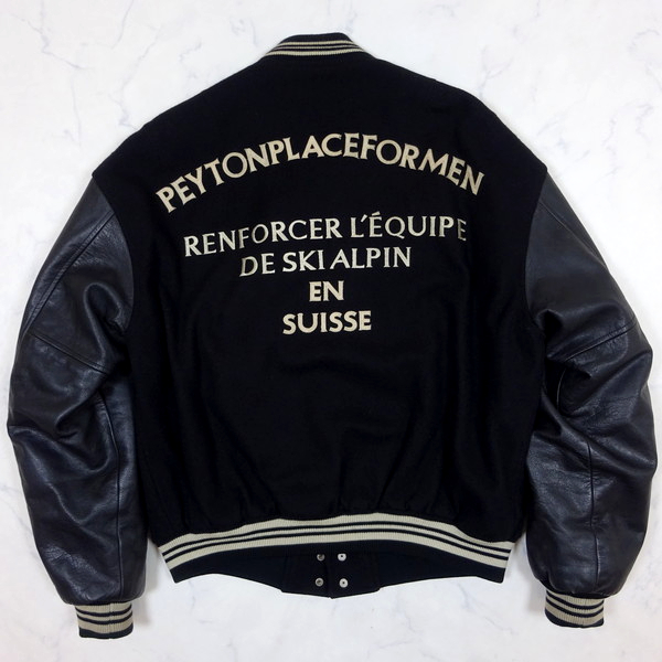 PEYTON PLACE FOR MEN ペイトンプレイス 袖革スタジャン 黒 size M 