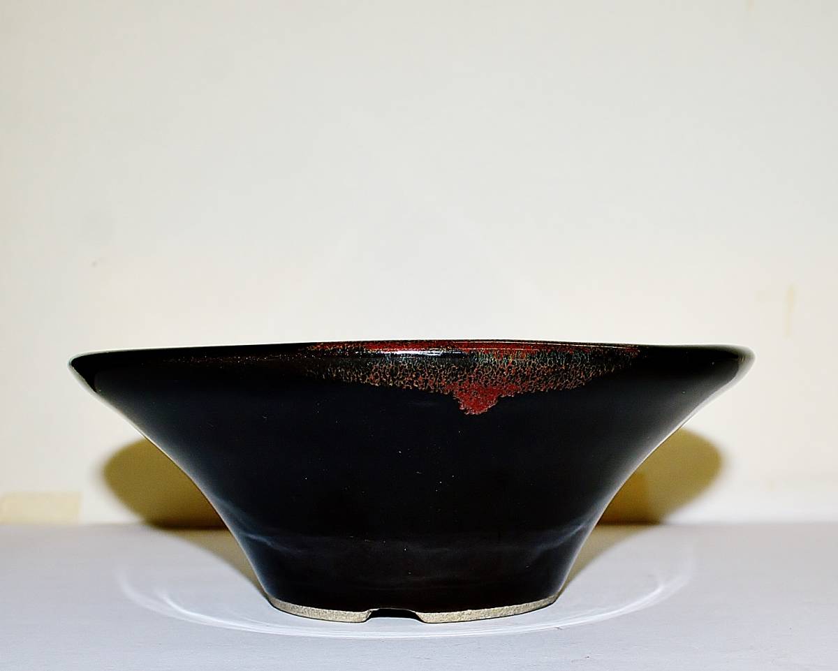 盆栽道具】松泉焼 人気作家 山秋 和鉢 盆栽鉢 丸鉢 植木鉢 高さ:6.5cm